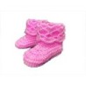 Chausson bébé laine rose tricoté main